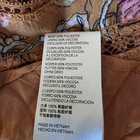 Free People Cherry Blossom Mini Dress Topaz Mustard Floral Oversized Flowy Small - Picture 5 of 16